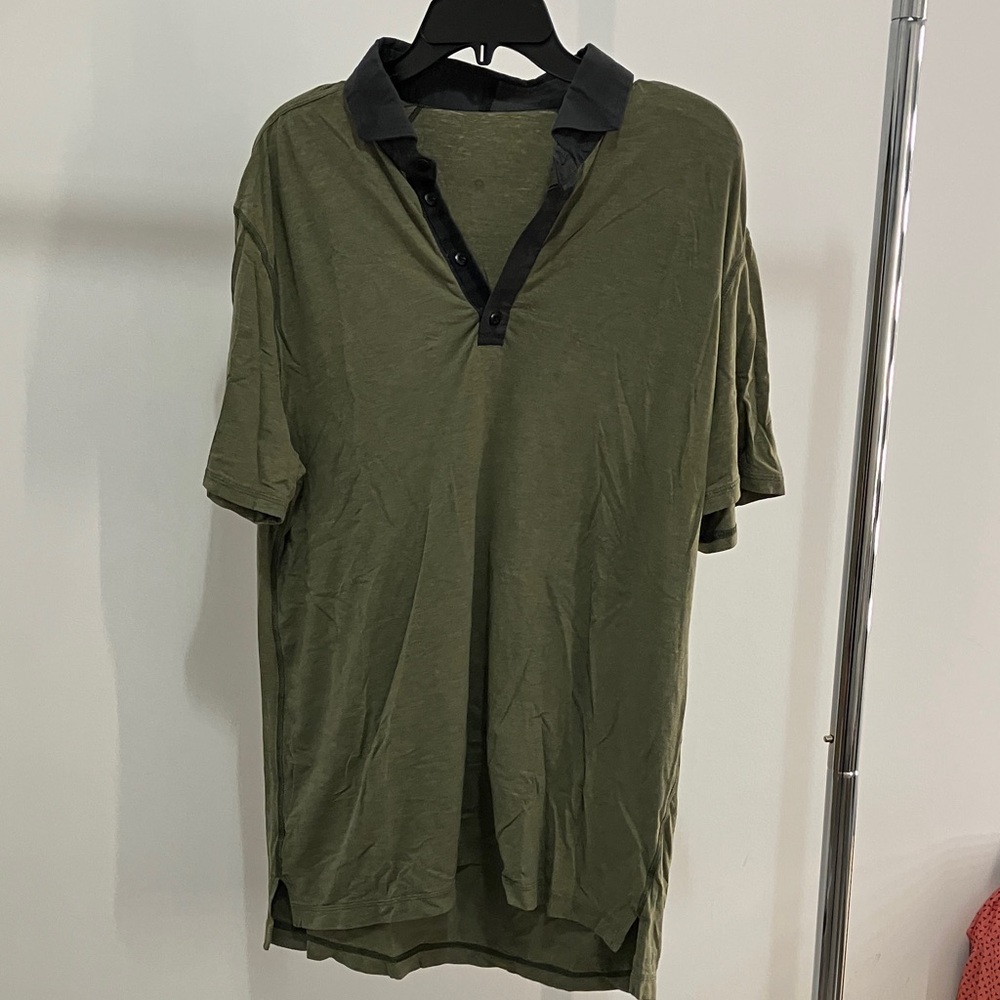 Classic Olive Polo Shirt with Black Collar